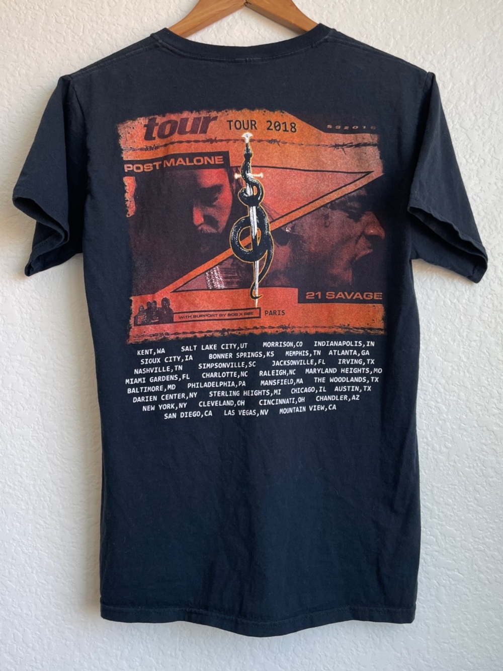 Post Malone | 21 Savage Tour 2018 Black Graphic Tee • no tags